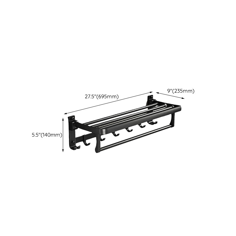 Stornfield | Contemporary bathroom accessory set with black finish and bath shelf/towel bar