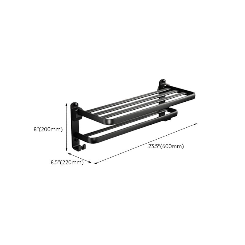 Stornfield | Contemporary bathroom accessory set with black finish and bath shelf/towel bar