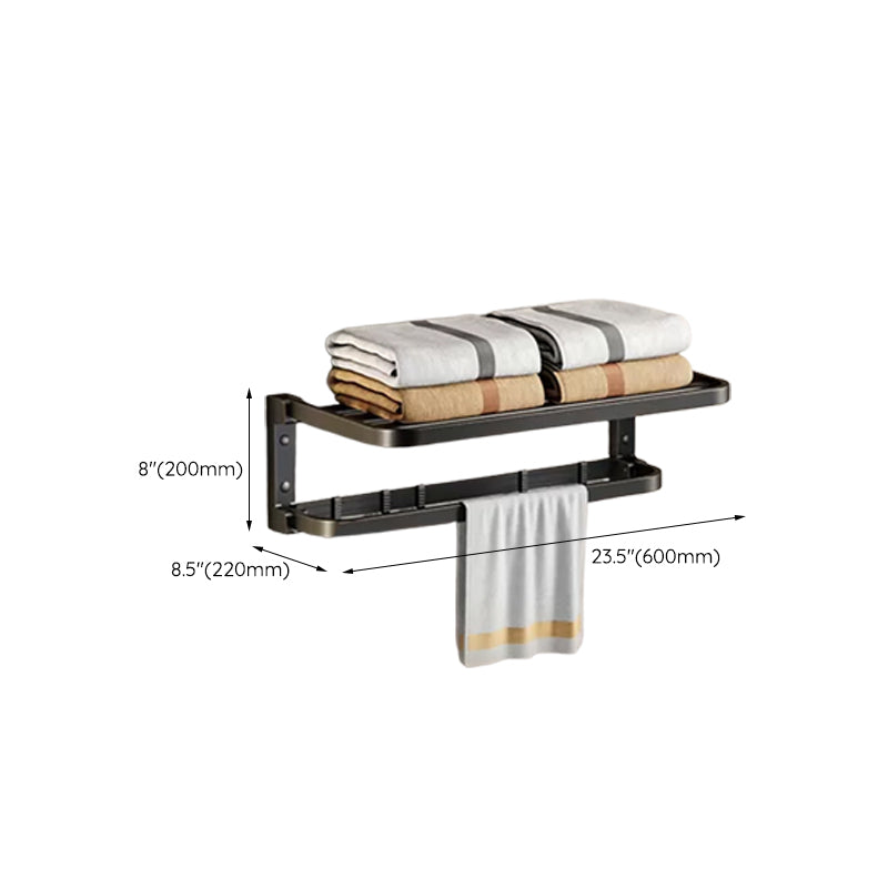 Stornfield | Contemporary bathroom accessory set with black finish and bath shelf/towel bar