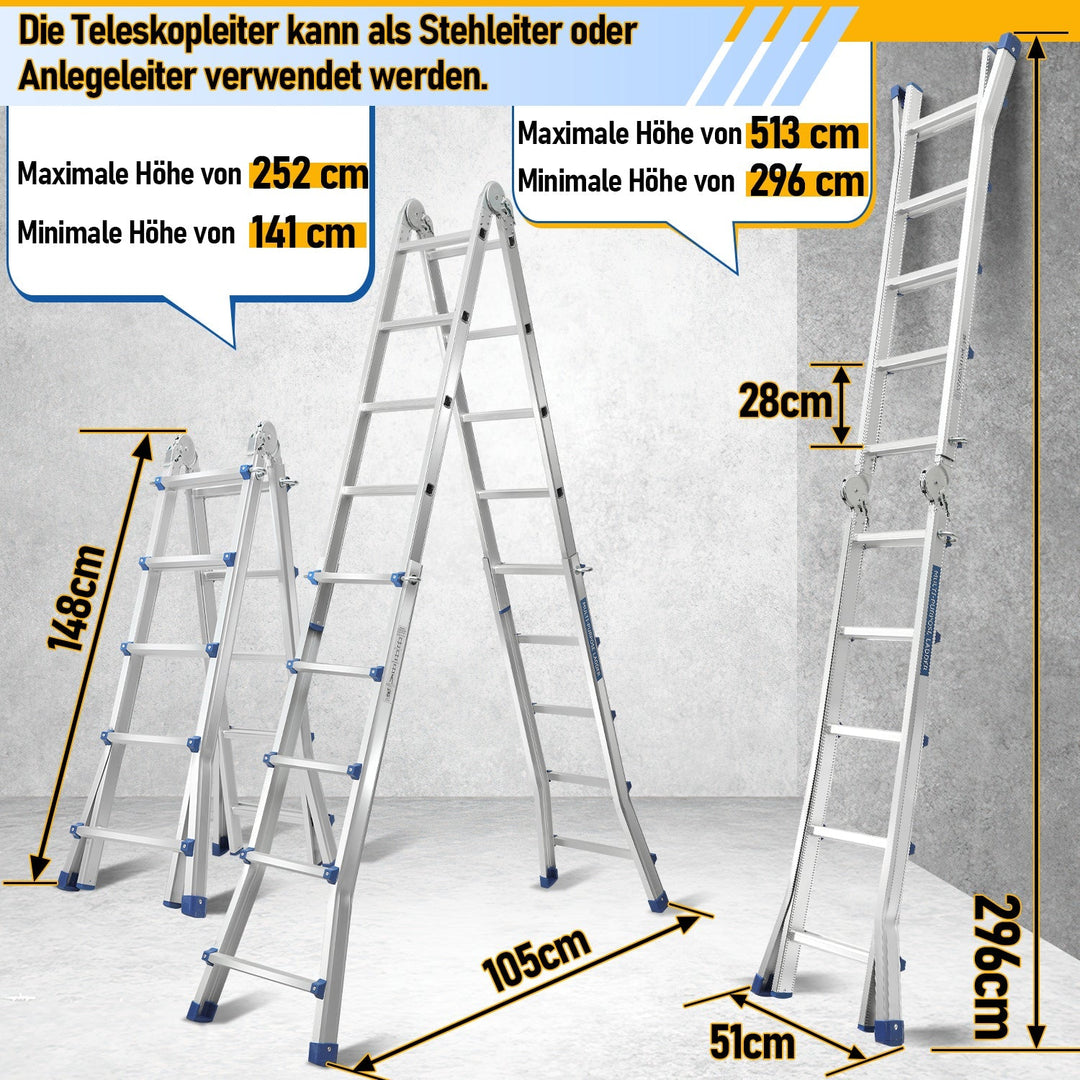 Telescopic ladder Multifunctional ladder 3 in 1 Aluminum ladder | Stornfield
