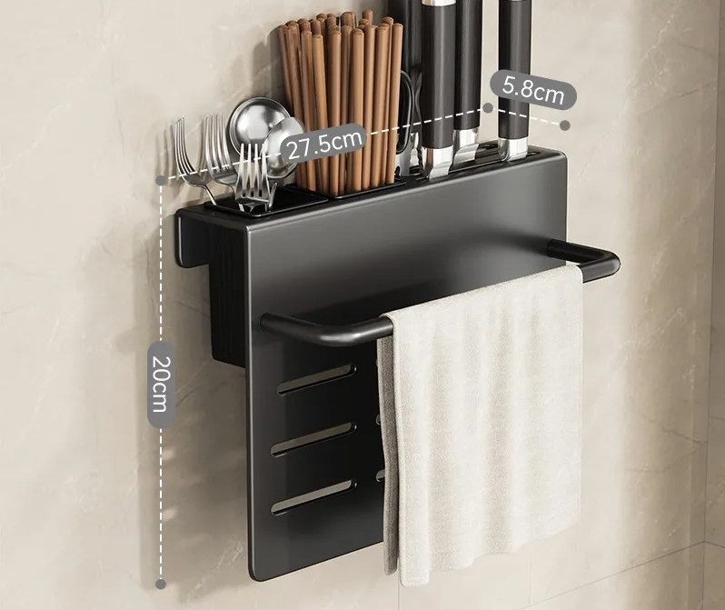 ChefSpace Wall-mounted Knife Holder with Cutting Board Storage – Stainless Steel Stornfield