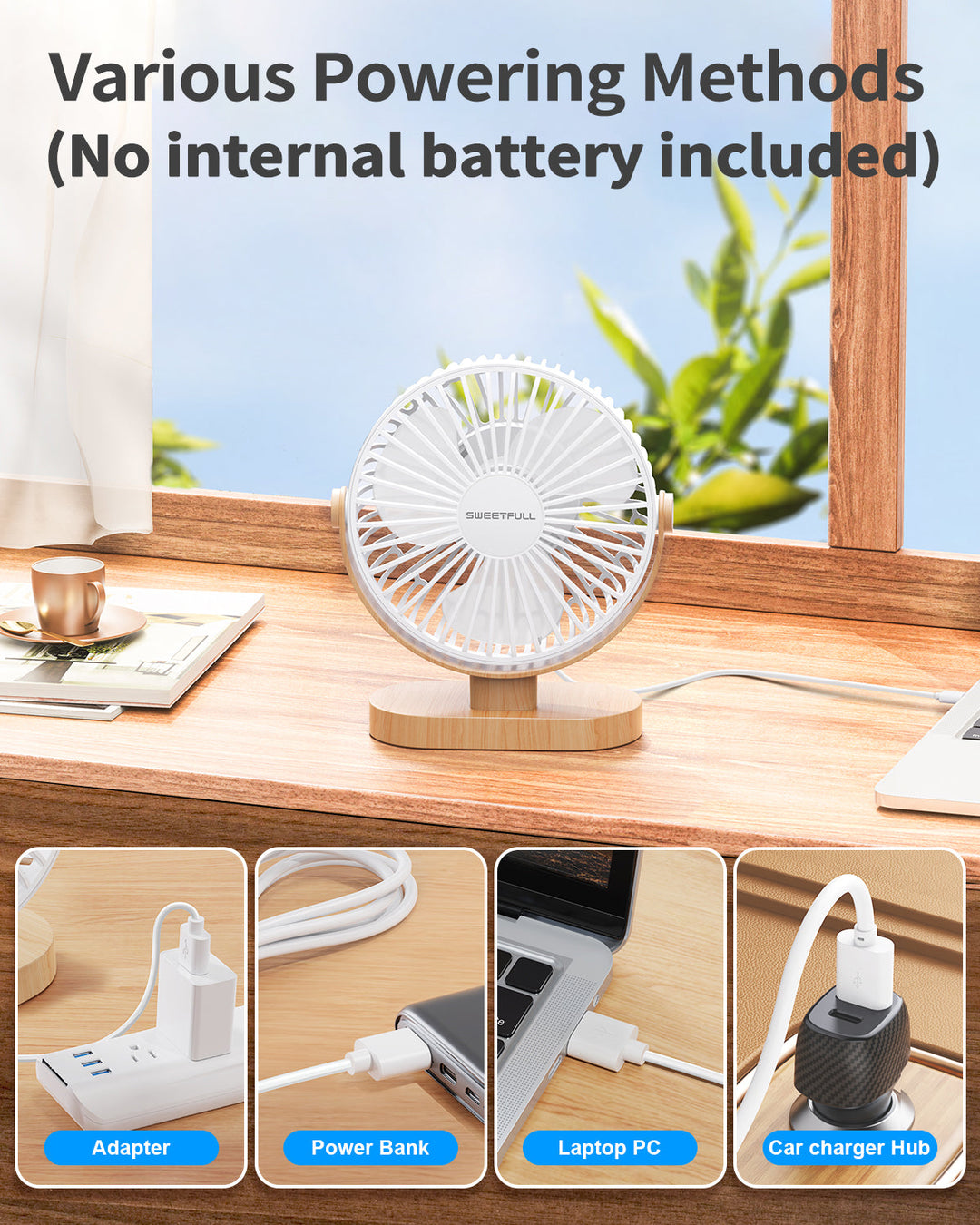 6.5 Inch USB Small Desk Fan for Home Office Car Outdoor Travel | Stornfield