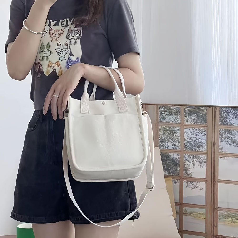 UrbanEase Canvas Slingbag – White shoulder bag with magnetic closure and adjustaStornfielde strap | Stornfield