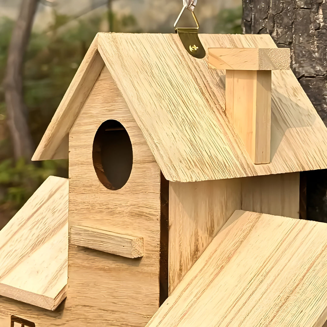 WoodlandBird House- Wooden Hanging Birdhouse with 3-Hole | Stornfield