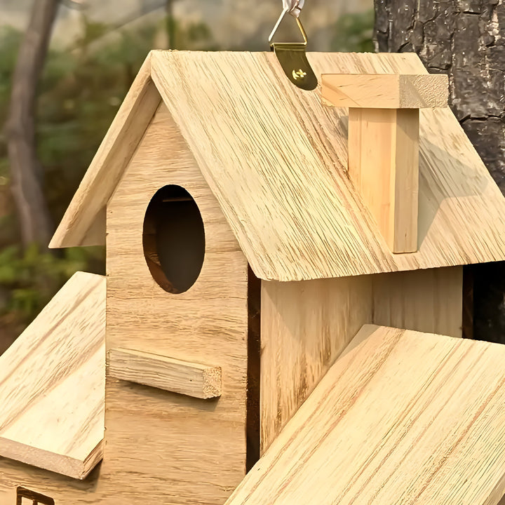 WoodlandBird House- Wooden Hanging Birdhouse with 3-Hole | Stornfield
