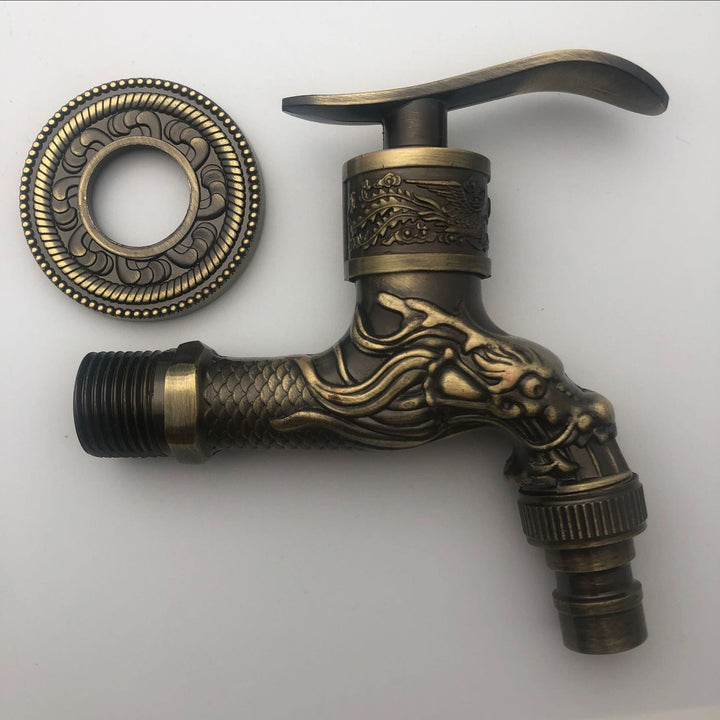 Stornfield | Vintage Classic Zinc Single Handle Dragon Engraved Wall Mounted Basin Faucet
