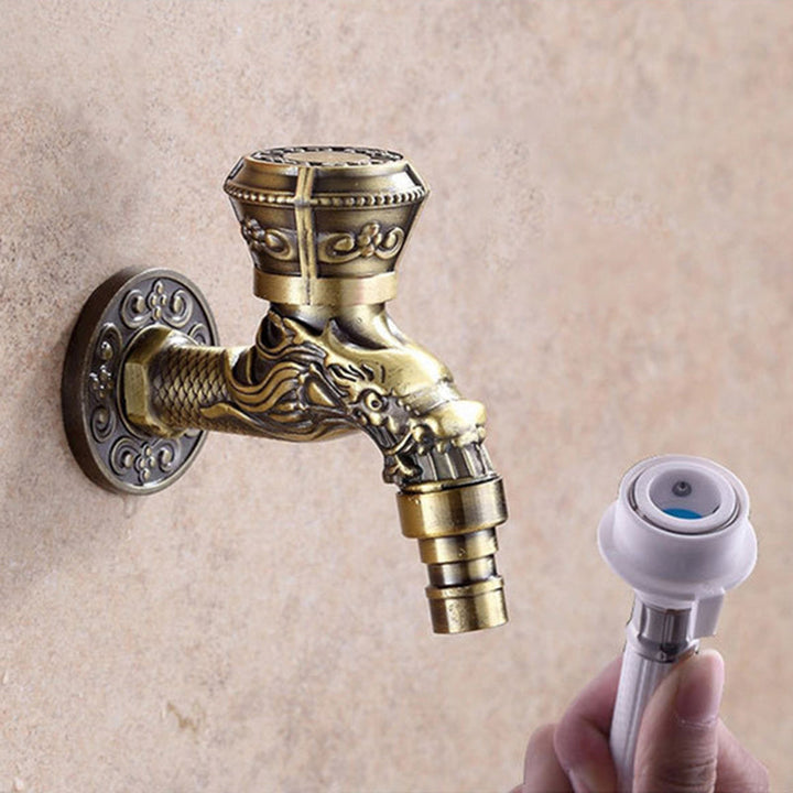 Stornfield | Vintage Classic Zinc Single Handle Dragon Engraved Wall Mounted Basin Faucet