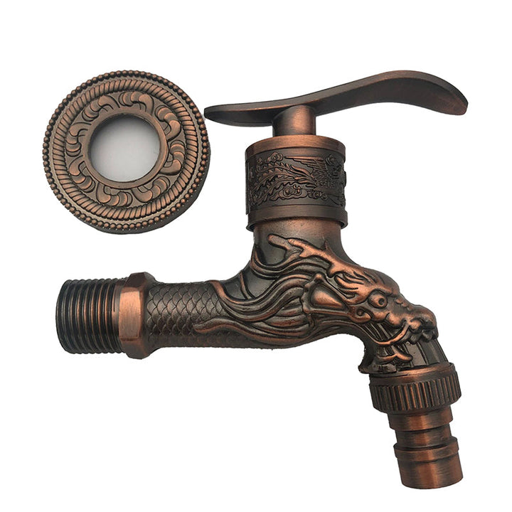 Stornfield | Vintage Classic Zinc Single Handle Dragon Engraved Wall Mounted Basin Faucet
