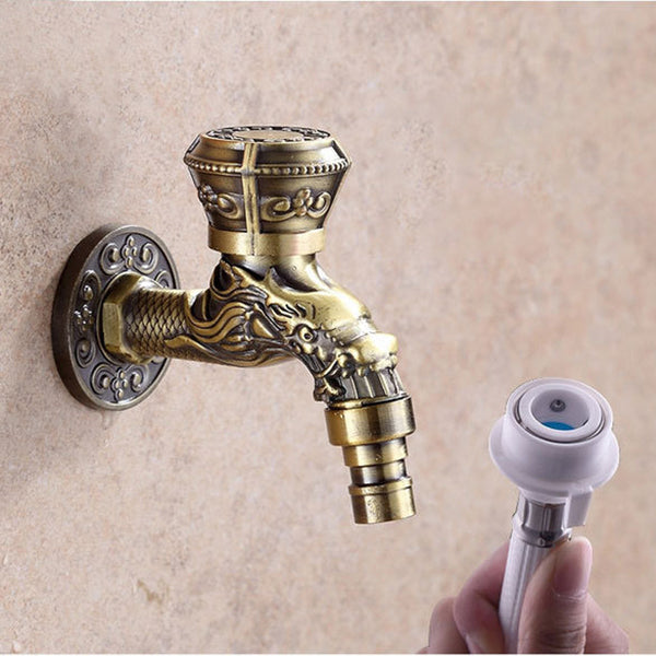 Stornfield | Vintage Classic Zinc Single Handle Dragon Engraved Wall Mounted Basin Faucet