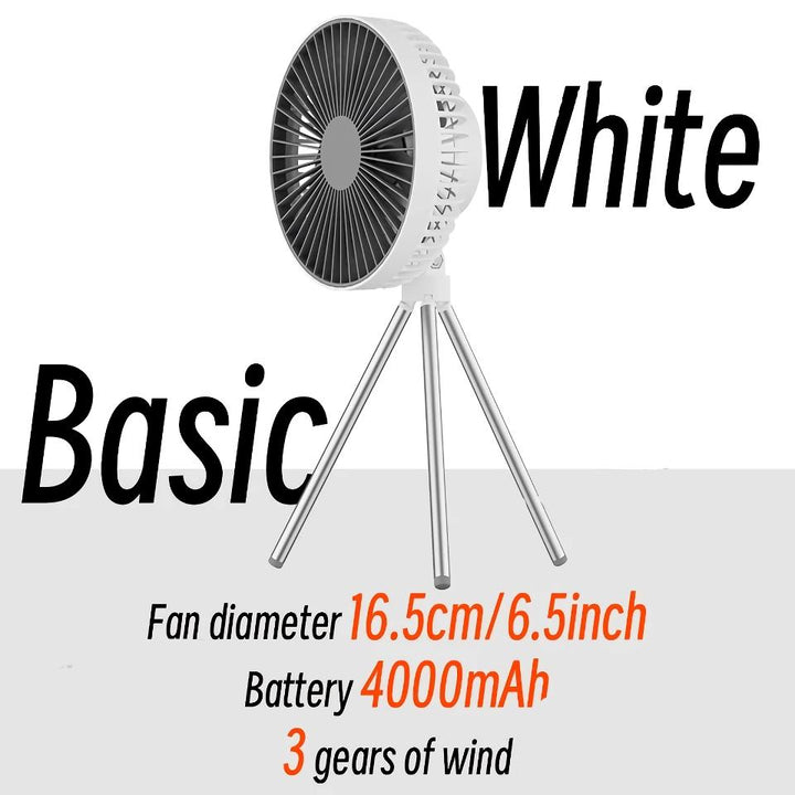 Rechargeable 10,000mAh Camping Fan with LED Lighting and Power Bank | Stornfield