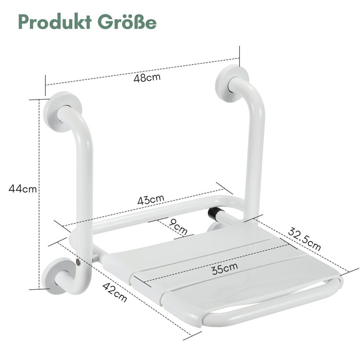 Foldable shower seat with armrests wall-mounted | Stornfield