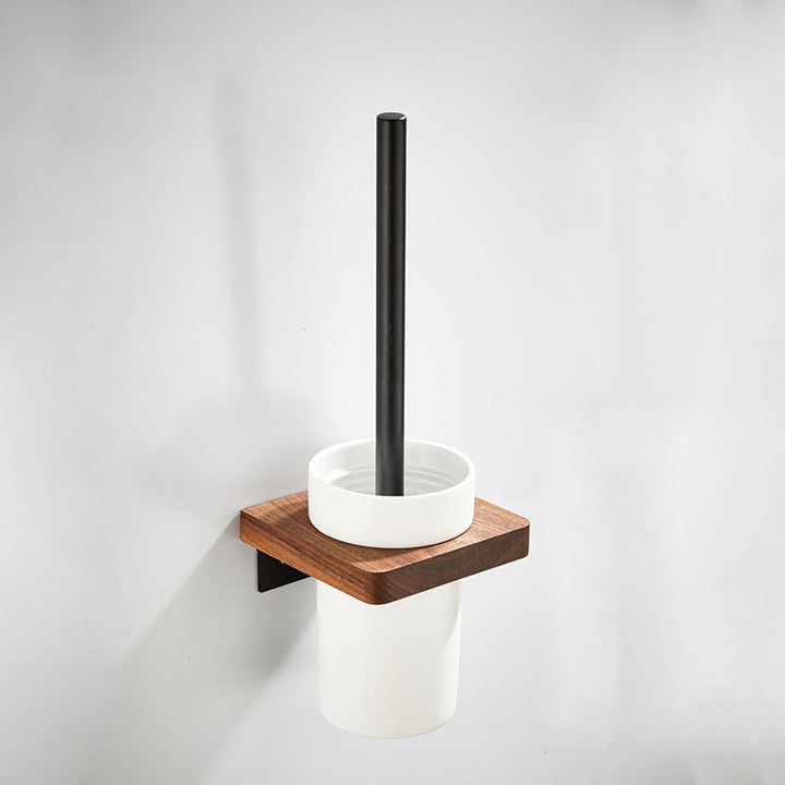 Stornfield | Wood and Aluminum Bath Accessory Set Black Bathroom Accessory Kit