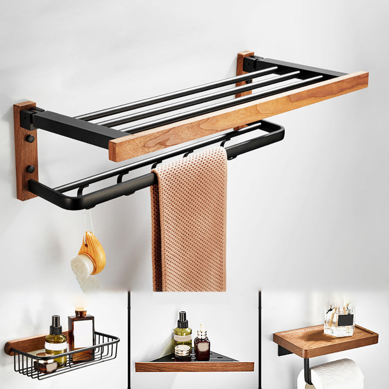 Stornfield | Wood and Aluminum Bath Accessory Set Black Bathroom Accessory Kit