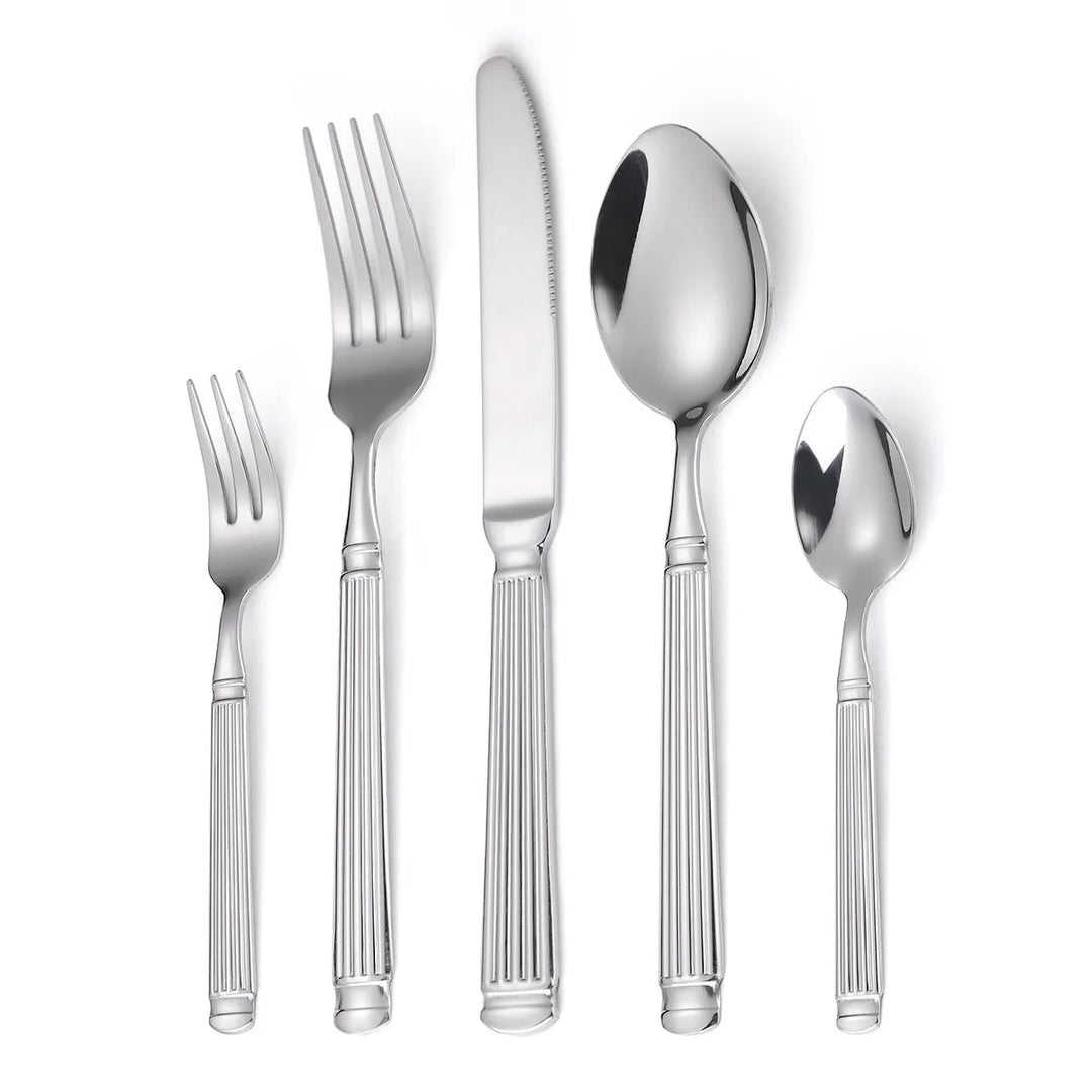 Stornfield | Gold Roman Column Style Cutlery Set - Stainless Steel Flatware Set