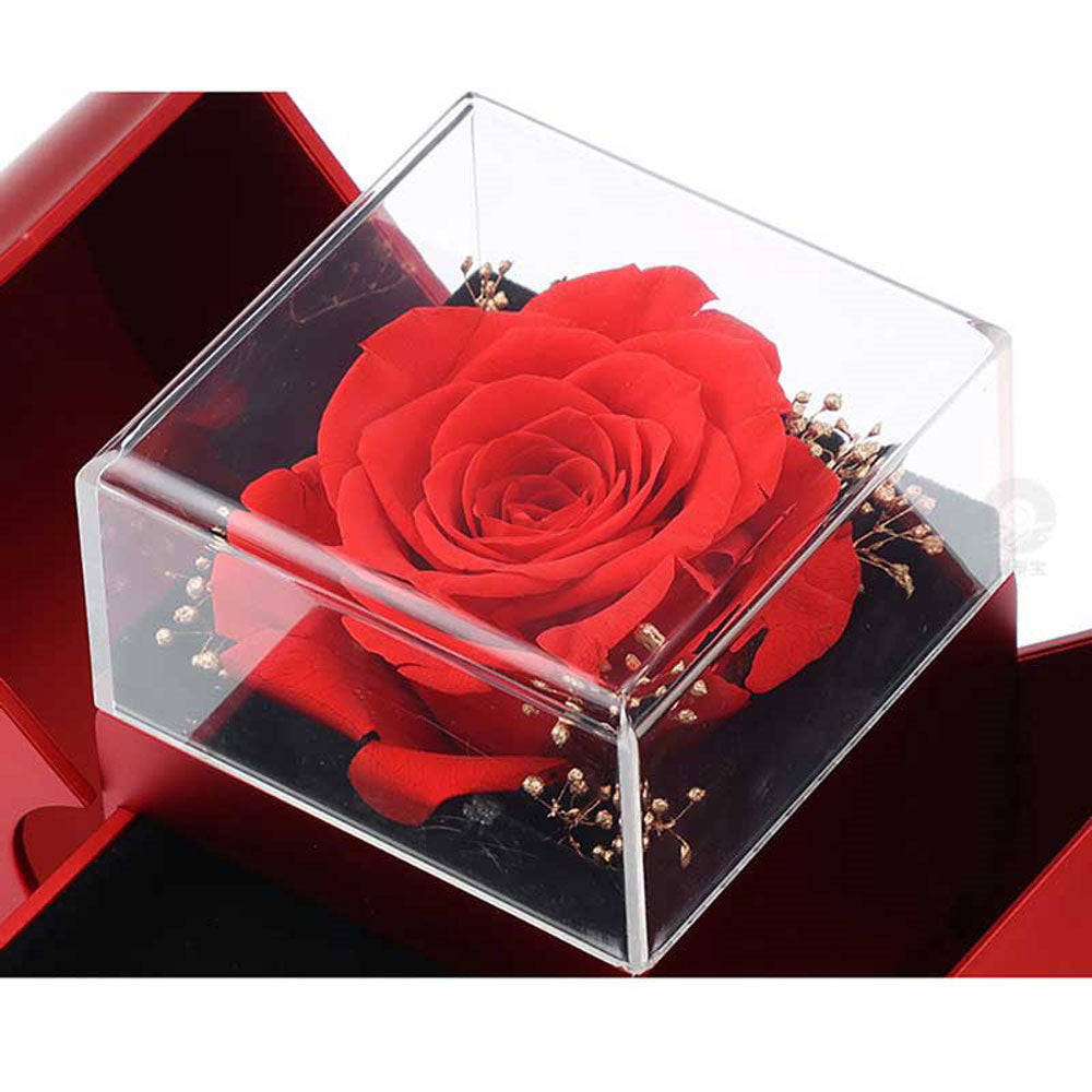 Red Apple Jewelry Box with Eternal Rose and Necklace | Stornfield