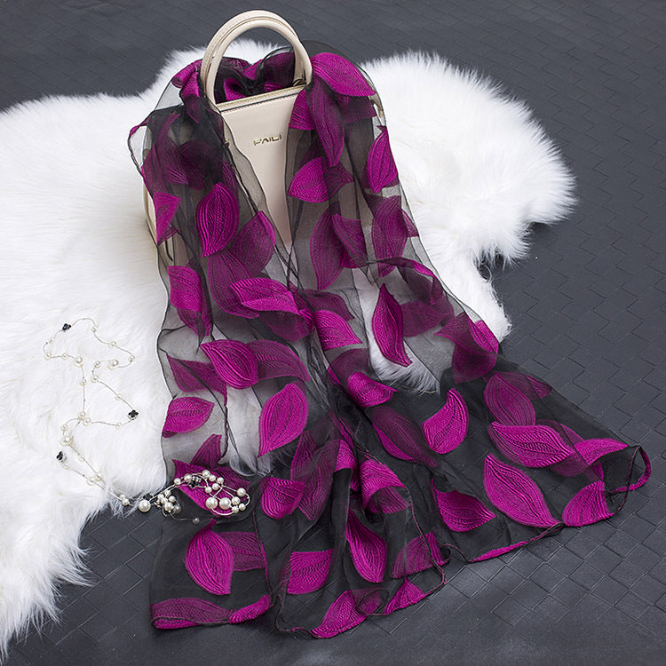 Stornfield | Silk scarf with cut flowers hollow motif