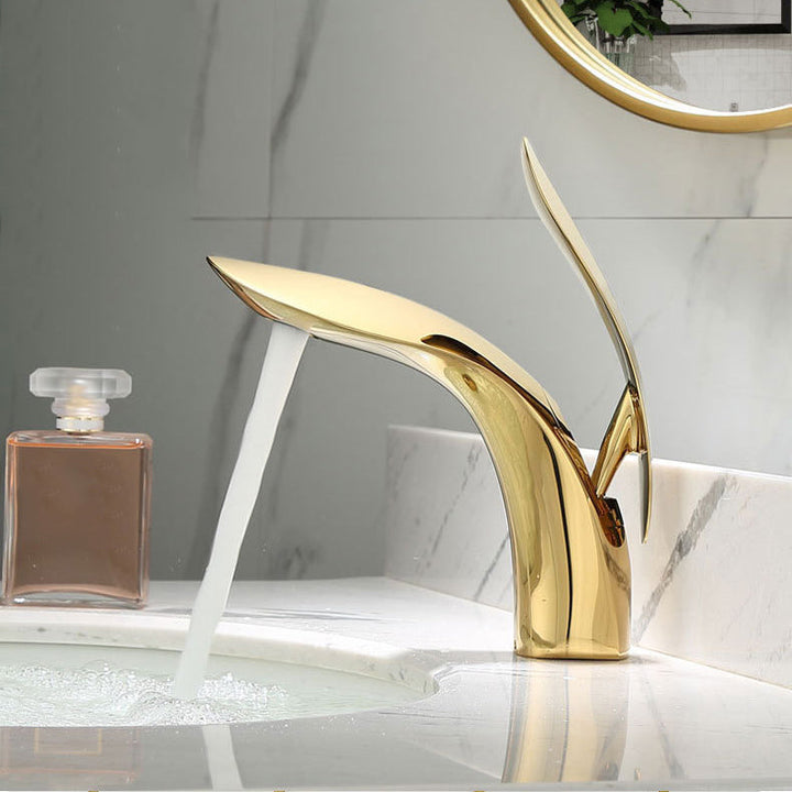 Stornfield | Robinet mélangeur à 1 trou en laiton avec levier pour lavabo Robinet rond moderne pour salle de bain