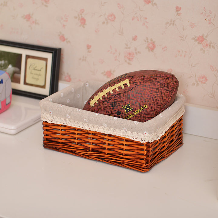 Women Braided Storage Basket with Romantic Fabric Lining Stornfield