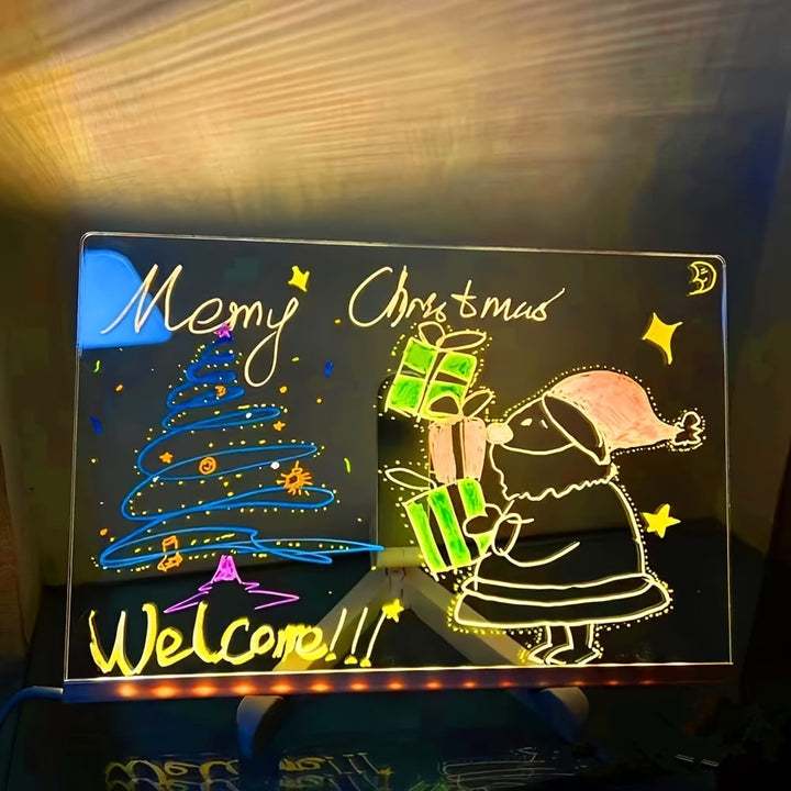 Stornfield | USB LED Noteboard with 12 Color Pens - Light Up Message Board for Office & Home