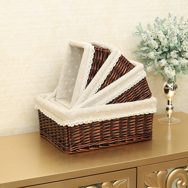Women storage basket made of woven material with elegant fabric lining Stornfield