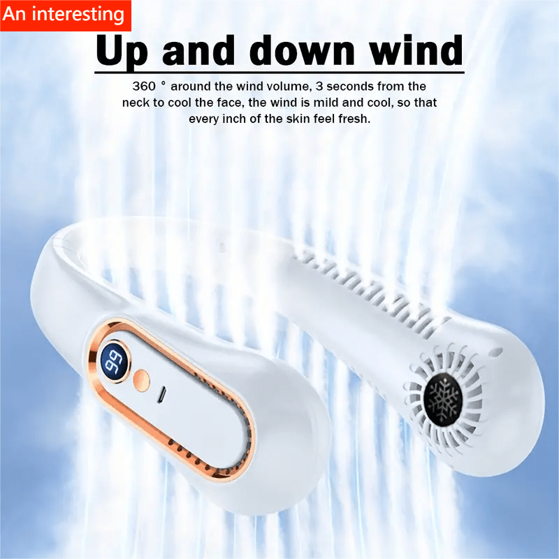 1pc Portable USB Cooler Fan With 5 Speeds And Digital Display - Super Strong Technology And Bladeless Design For Outdoor Use | Stornfield