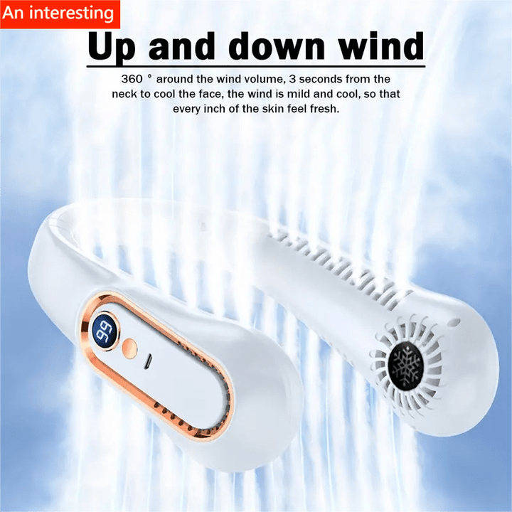 1pc Portable USB Cooler Fan With 5 Speeds And Digital Display - Super Strong Technology And Bladeless Design For Outdoor Use | Stornfield