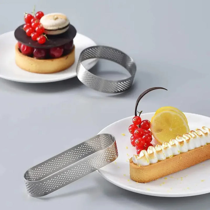 6/8pcs Perforated Stainless Steel Oval Tart Rings Baking and Cake Molds | Stornfield