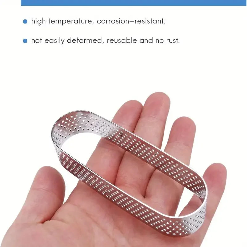 6/8pcs Perforated Stainless Steel Oval Tart Rings Baking and Cake Molds | Stornfield