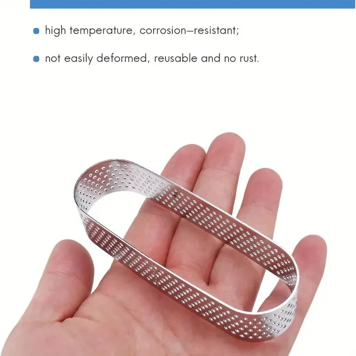 6/8pcs Perforated Stainless Steel Oval Tart Rings Baking and Cake Molds | Stornfield