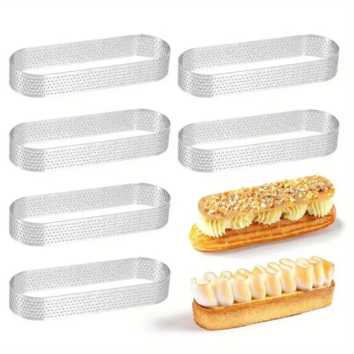 6/8pcs Perforated Stainless Steel Oval Tart Rings Baking and Cake Molds | Stornfield