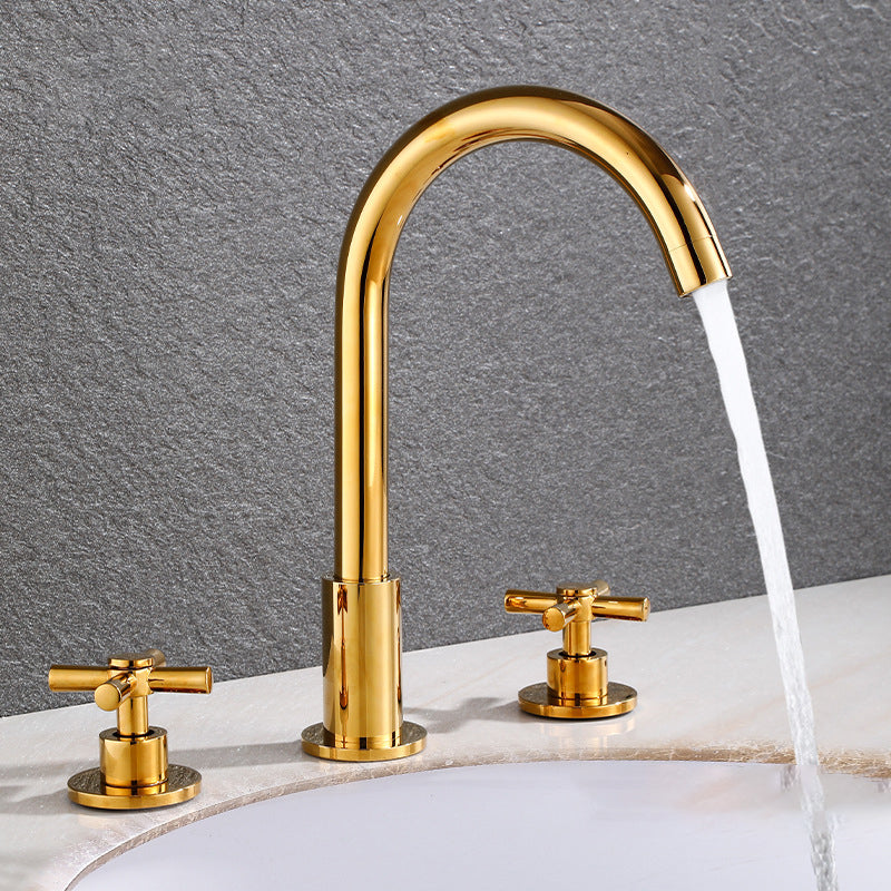Stornfield | Gooseneck Bathroom Sink Faucet 2-Handle Hot and Cold Basin Tap with Drain