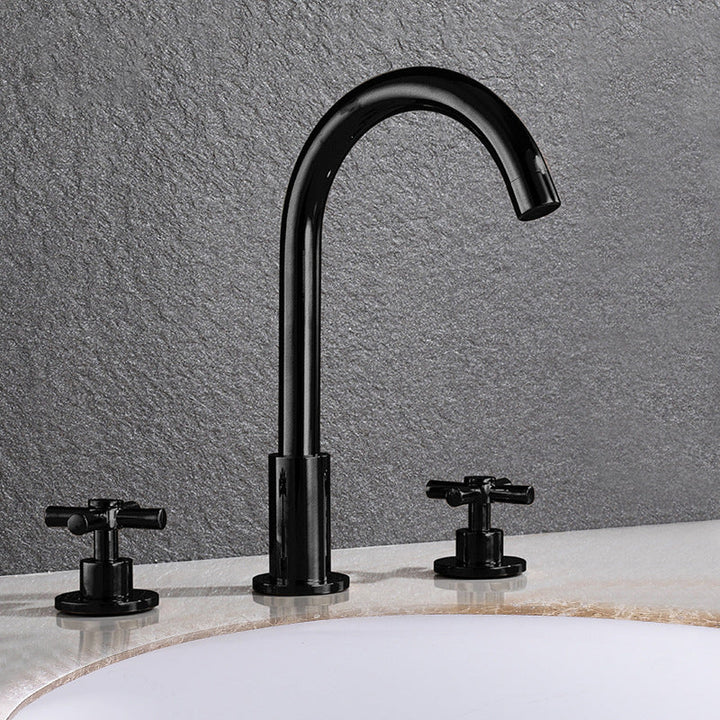 Stornfield | Gooseneck Bathroom Sink Faucet 2-Handle Hot and Cold Basin Tap with Drain