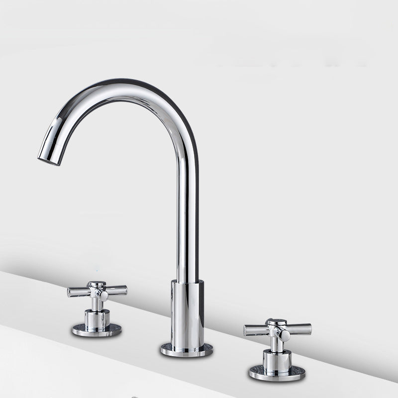Stornfield | Gooseneck Bathroom Sink Faucet 2-Handle Hot and Cold Basin Tap with Drain