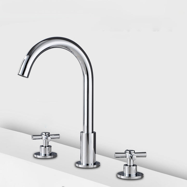 Stornfield | Gooseneck Bathroom Sink Faucet 2-Handle Hot and Cold Basin Tap with Drain