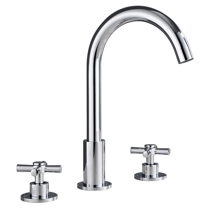 Stornfield | Gooseneck Bathroom Sink Faucet 2-Handle Hot and Cold Basin Tap with Drain