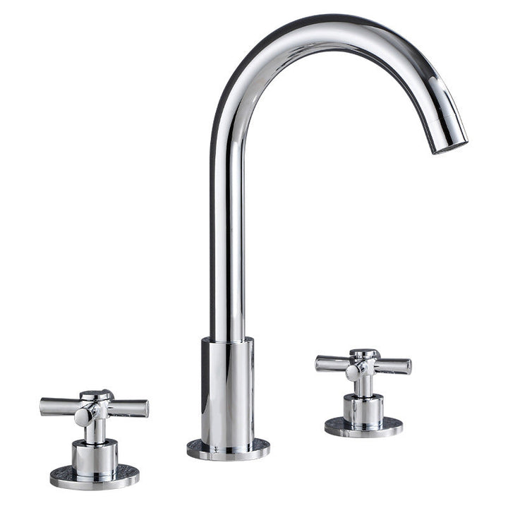 Stornfield | Gooseneck Bathroom Sink Faucet 2-Handle Hot and Cold Basin Tap with Drain
