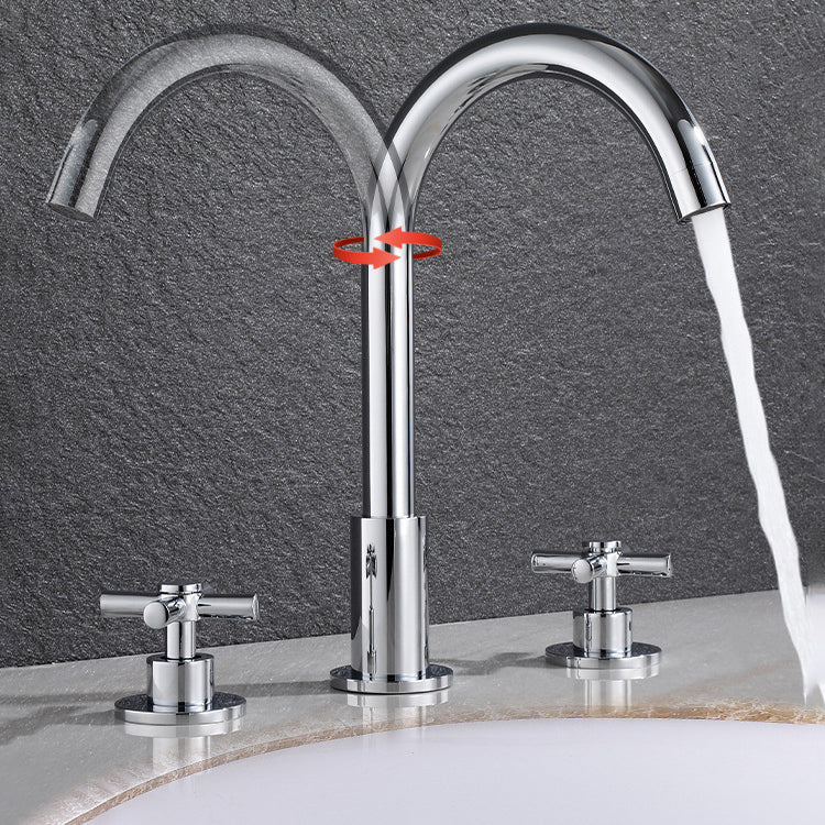 Stornfield | Gooseneck Bathroom Sink Faucet 2-Handle Hot and Cold Basin Tap with Drain