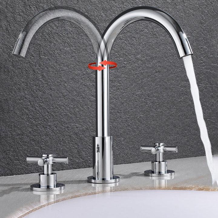 Stornfield | Gooseneck Bathroom Sink Faucet 2-Handle Hot and Cold Basin Tap with Drain