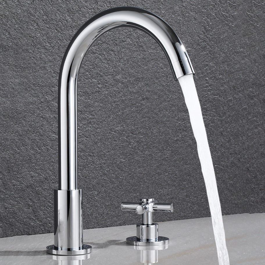 Stornfield | Gooseneck Bathroom Sink Faucet 2-Handle Hot and Cold Basin Tap with Drain