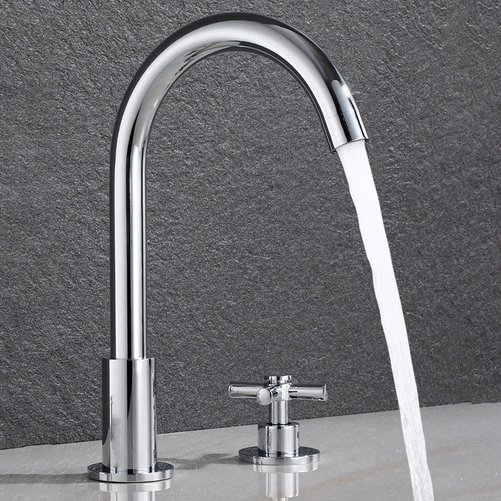 Stornfield | Gooseneck Bathroom Sink Faucet 2-Handle Hot and Cold Basin Tap with Drain