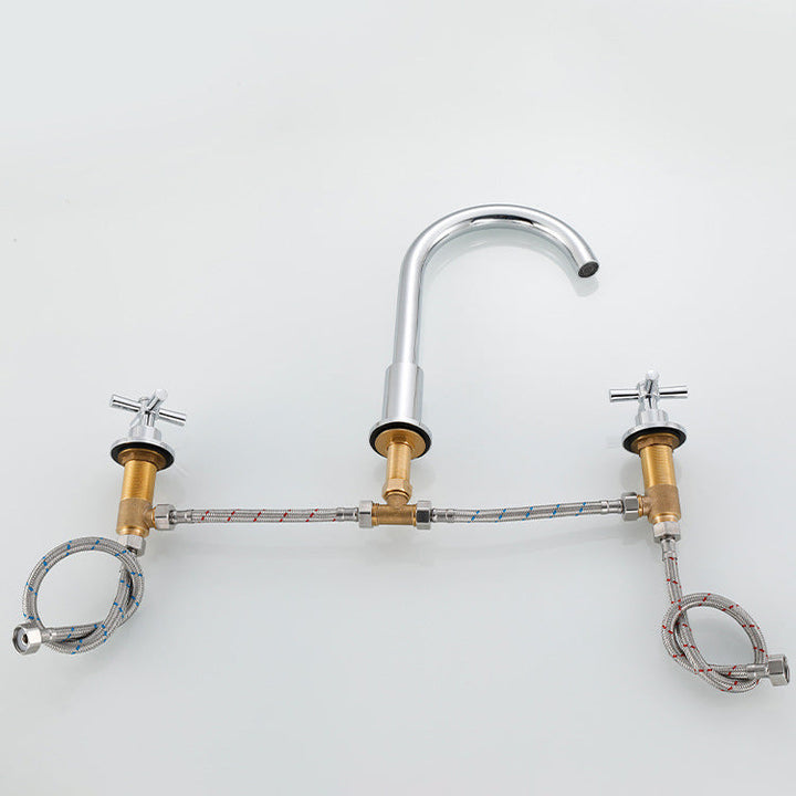 Stornfield | Gooseneck Bathroom Sink Faucet 2-Handle Hot and Cold Basin Tap with Drain