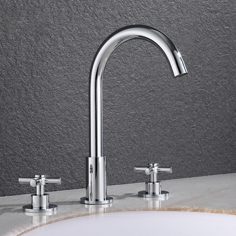 Stornfield | Gooseneck Bathroom Sink Faucet 2-Handle Hot and Cold Basin Tap with Drain