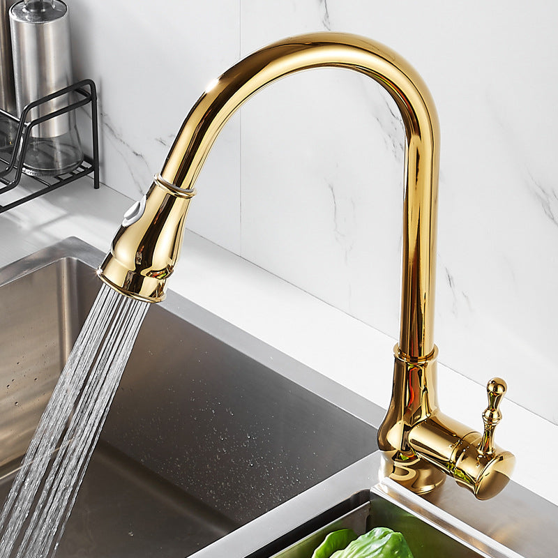 Stornfield | Brushed Gold High Arc Swivel Kitchen Faucet with Pull-Down Spray Head