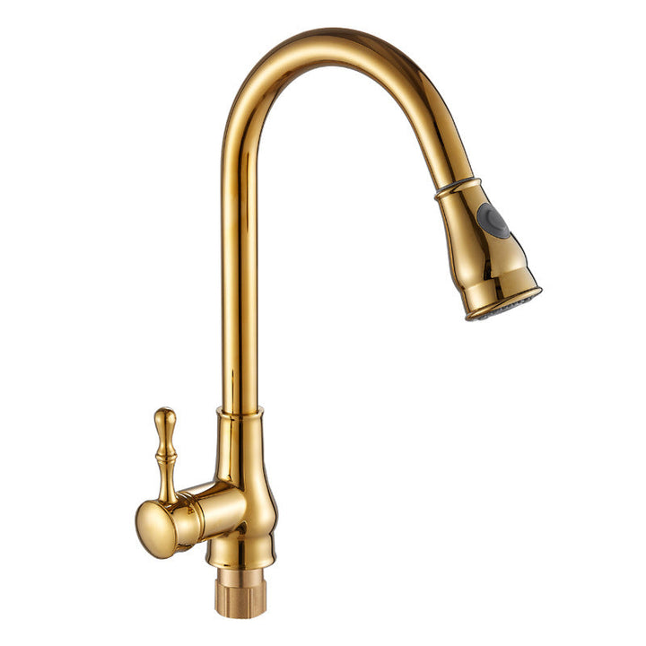 Stornfield | Brushed Gold High Arc Swivel Kitchen Faucet with Pull-Down Spray Head