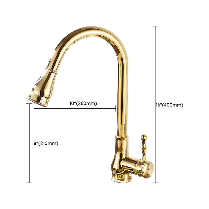 Stornfield | Brushed Gold High Arc Swivel Kitchen Faucet with Pull-Down Spray Head