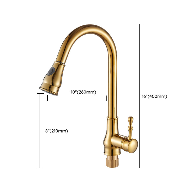 Stornfield | Brushed Gold High Arc Swivel Kitchen Faucet with Pull-Down Spray Head