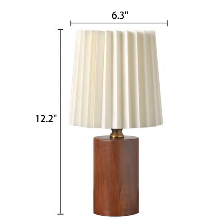 Stornfield | Vintage Korean Solid Wood Pleated Column Table Lamp with 1 Light