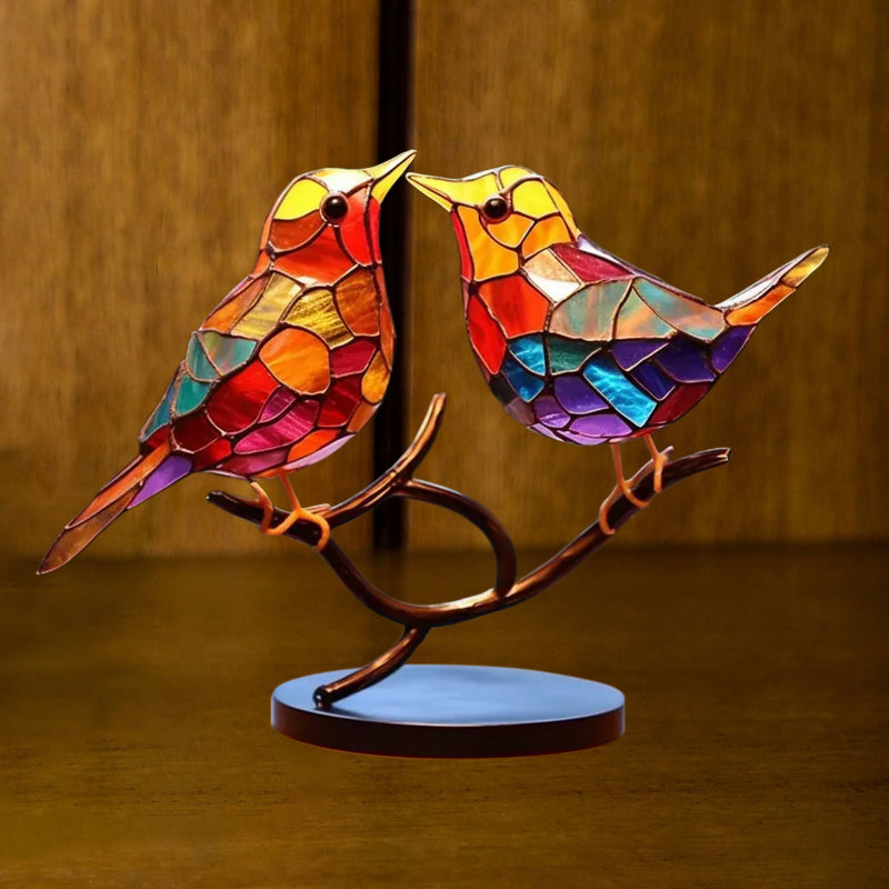 Birds on Branches Stained Glass Ornaments | Stornfield