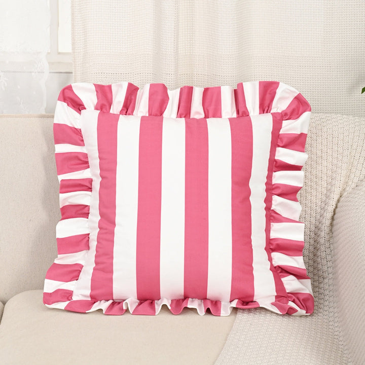 Stornfield | Retro Striped Ruffle Cushion Cover