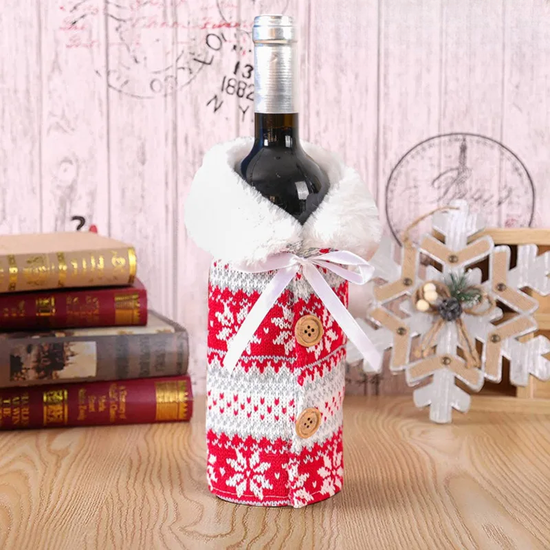 Christmas bottle cover with fur collar – festive cover for wine bottles, gnome decoration for Christmas, perfect as gift wrapping | Stornfield